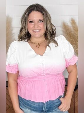 White Birch Pink Gradient Blouse